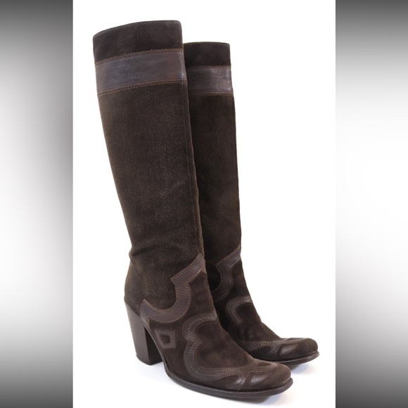 Miu Miu Shoes - MIU MIU Miuccia Prada Boots Western Cowboy Suede Leather size 10.5/40.5